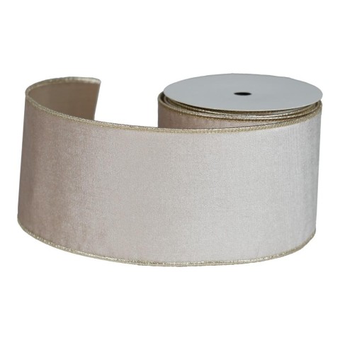 NASTRO DOUBLE FACE 100MMX10Y VELLUTO LAME BEIGE